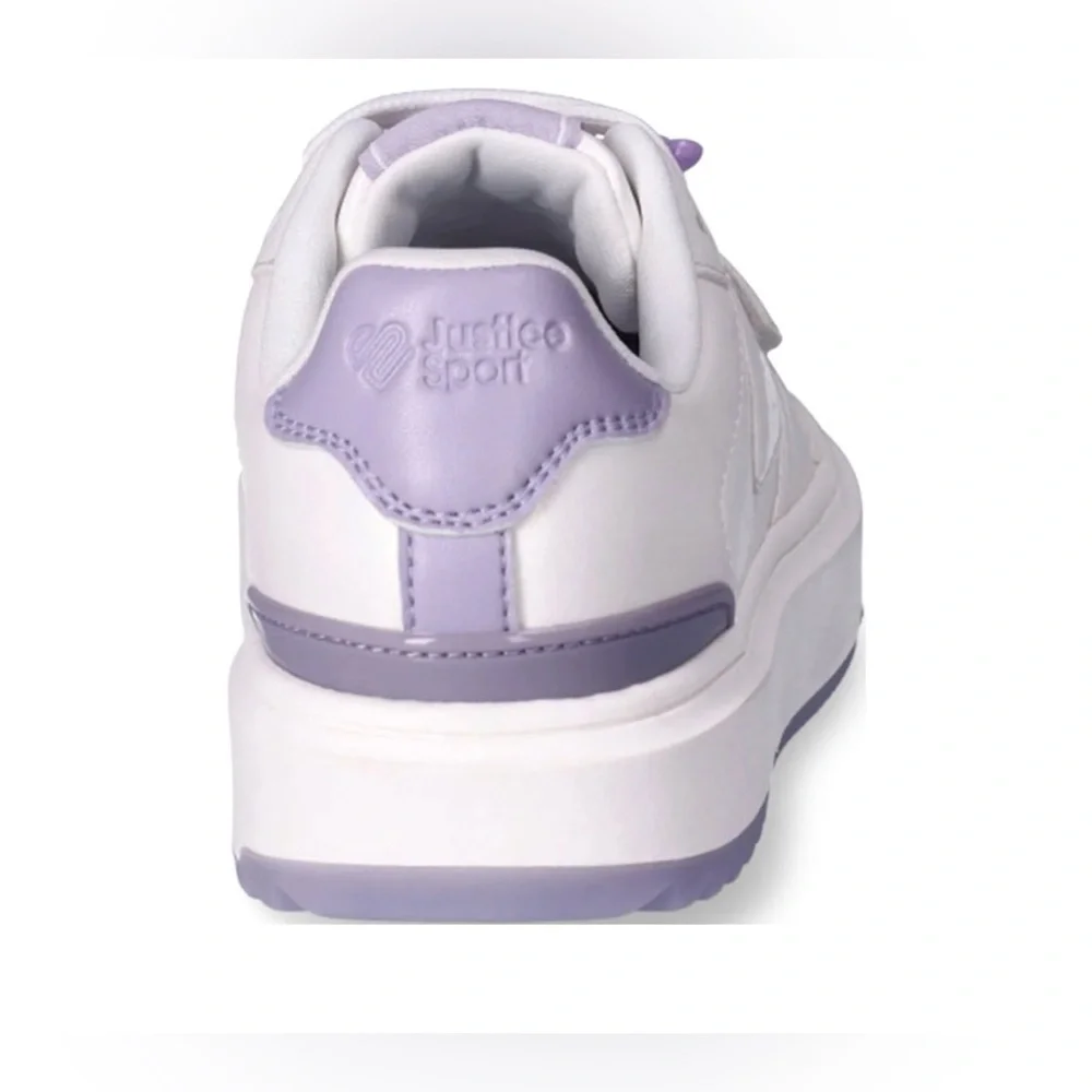 White and Purple Sneakers with Smiley Charms